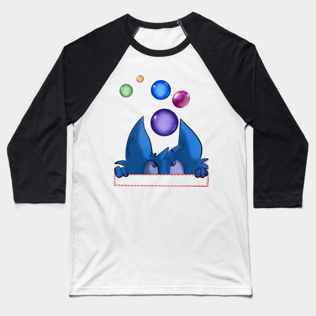 Pocket peekaboo cute cat with bubble planets in space - Blue cartoon funny cat playing peek a boo With colourful bubbles Baseball T-Shirt by Artonmytee